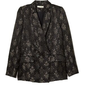 black and gold jacquard jacket blazer